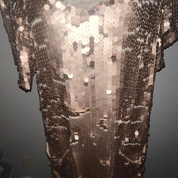 NWT; Beautiful hand made in Bali gold sequins dress . Smooth to the touch - Picture 5 of 10